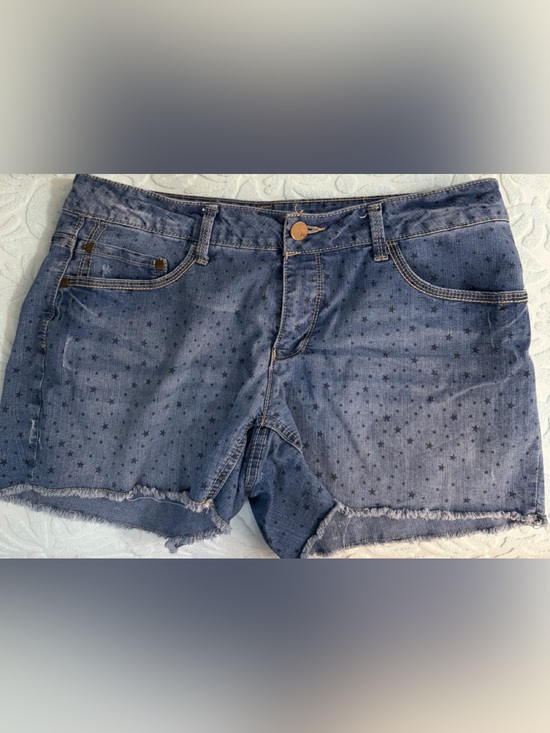 Faded Glory Pants - Faded Glory Blue Denim Star-Print Frayed Hem Shorts